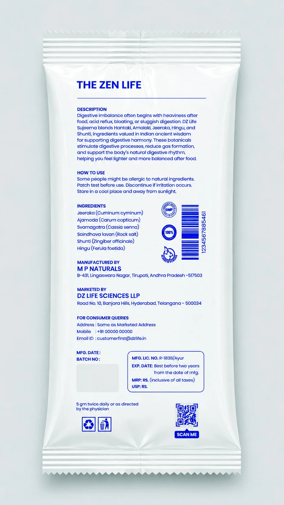 DZ Life Sujeerna – Back Label